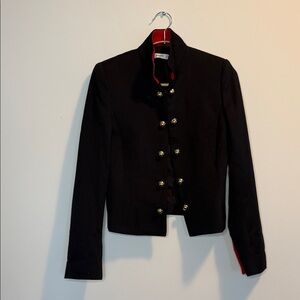 Mango Black Blazer with Red Trim and Gold Buttons